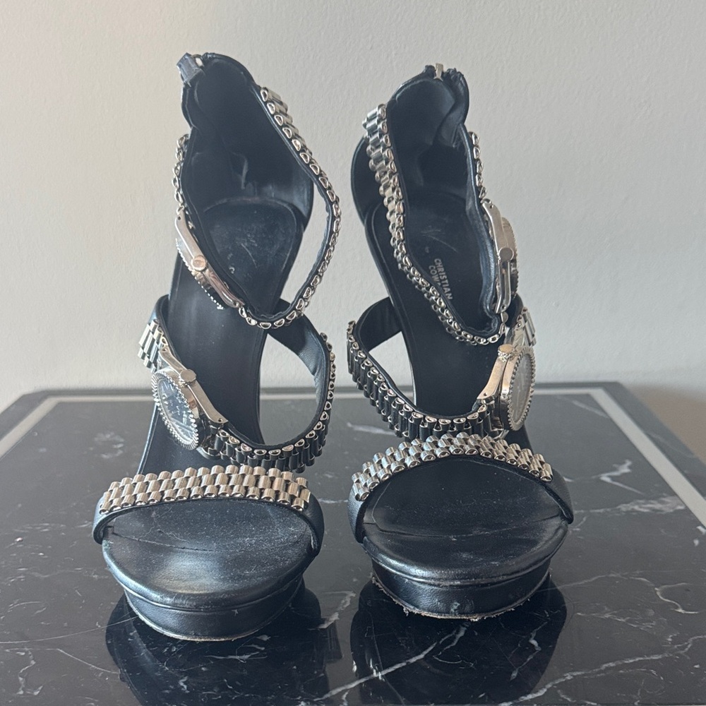 Giuseppe Zanotti Christian Cowan Black ROLEX WATCH heels 39 RARE! - Picture 3 of 7